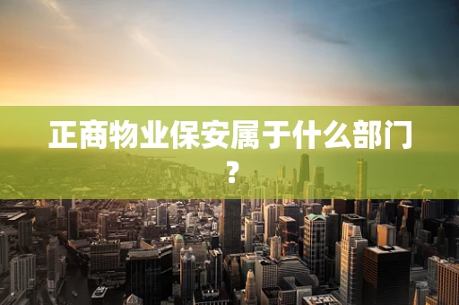 正商物业保安属于什么部门？