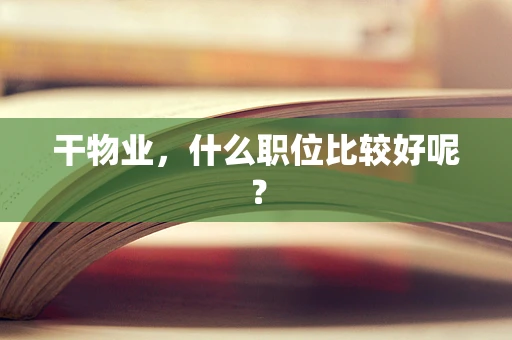 干物业，什么职位比较好呢？