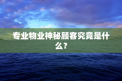 专业物业神秘顾客究竟是什么？