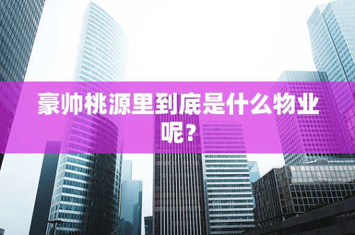 豪帅桃源里到底是什么物业呢？