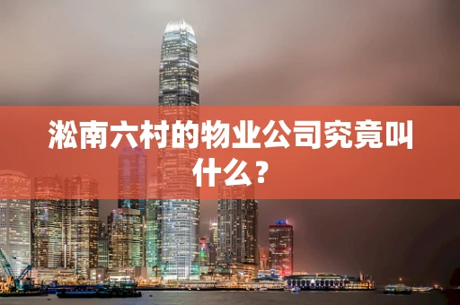 淞南六村的物业公司究竟叫什么？