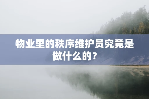 物业里的秩序维护员究竟是做什么的？